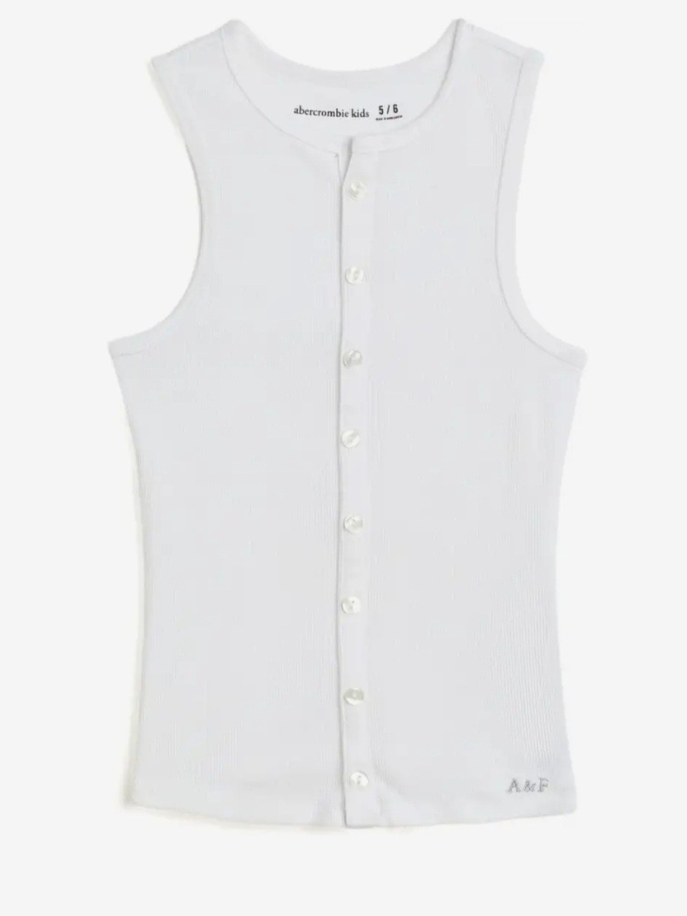 abercrombie kids White Ribbed Button-Front Tank - Size 17/18
